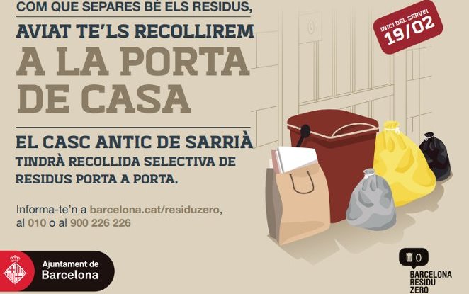 Sarrià: Start der Bioabfallsammlung mit Mater-Bi-Säcken im historischen Stadtviertel von Barcelona